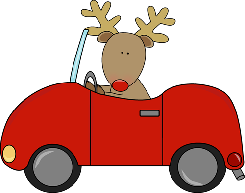 Deer Clipart Fast Pencil And In Color Deer Clipart - Reindeer Driving A Car (500x393)