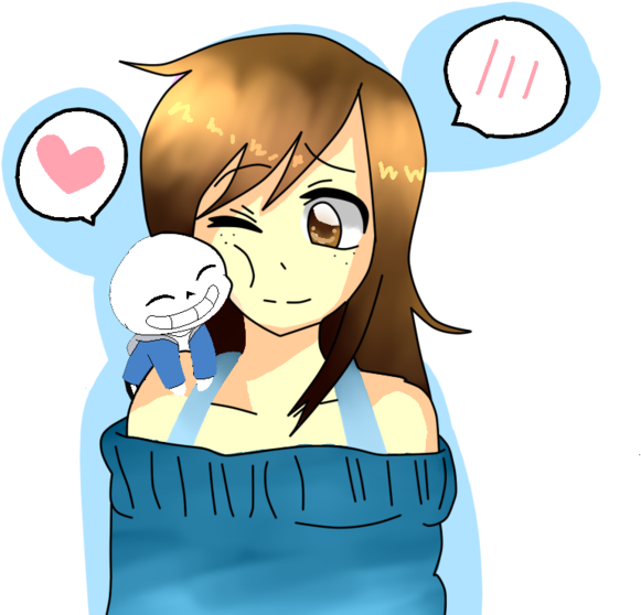 Undertale Cute Chibi Sans Smooches Me By Veronica Draws - Sans En Chibi Kawaii (600x595)