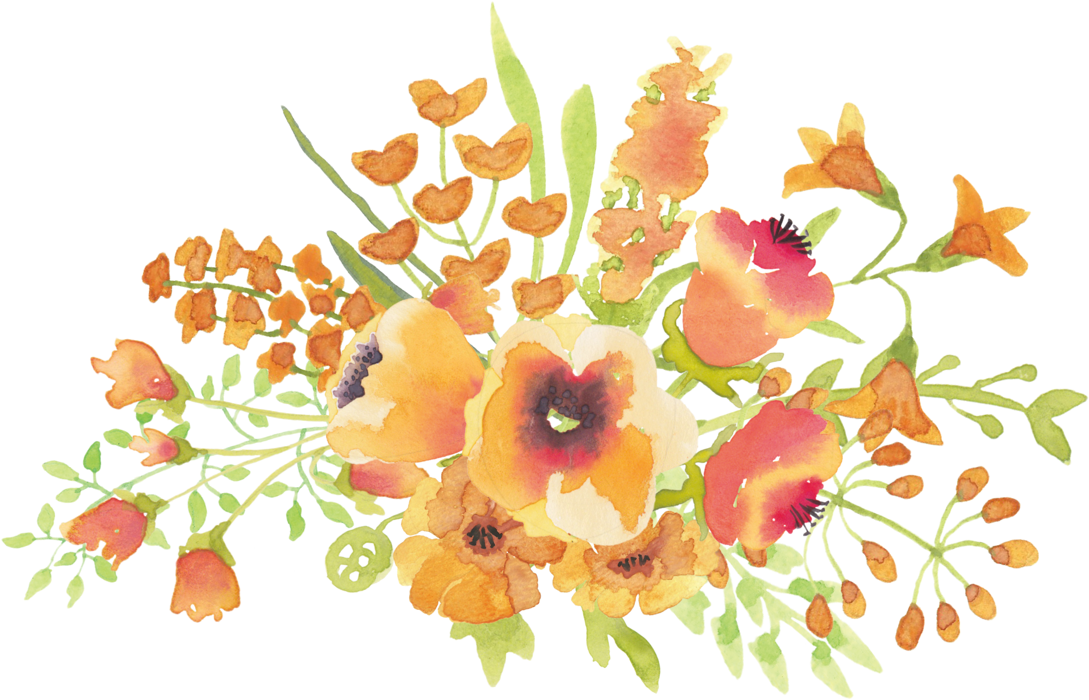 Beautiful Flower Clipart - Fall Watercolor Flowers Png (2400x1801)
