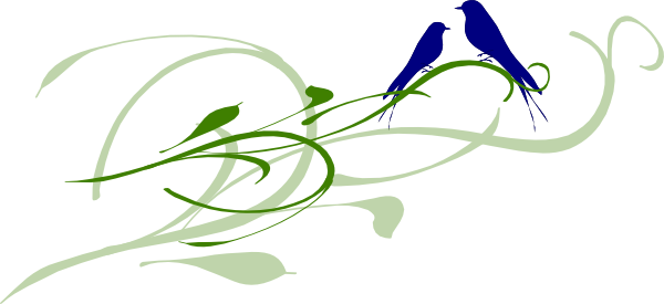 Blue Love Birds 2 Clip Art - 2 Love Birds (600x275)
