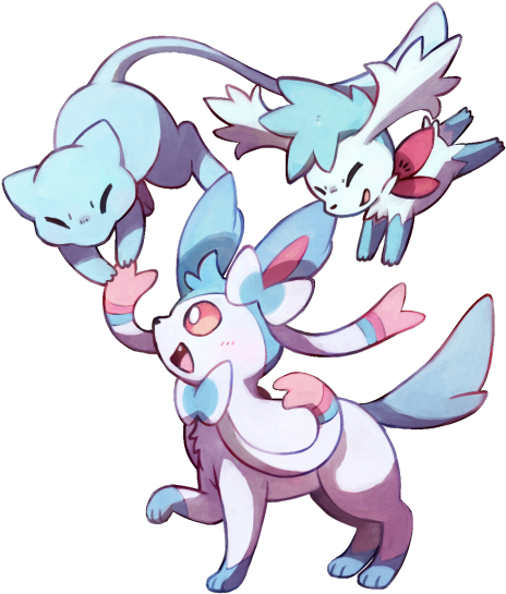 Shiny Mew, Shiny Sylveon, And Blue Shaymin - Shiny Sylveon (500x569)