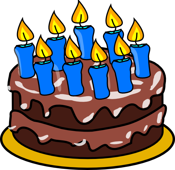 9 Candle Cake Clip Art At Clker - Birthday Cake 6 Clip Art (600x585)