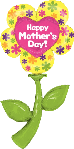 60" Giant Happy Mother's Day Flower Balloon - Happy Mothers Day Flower (249x500)