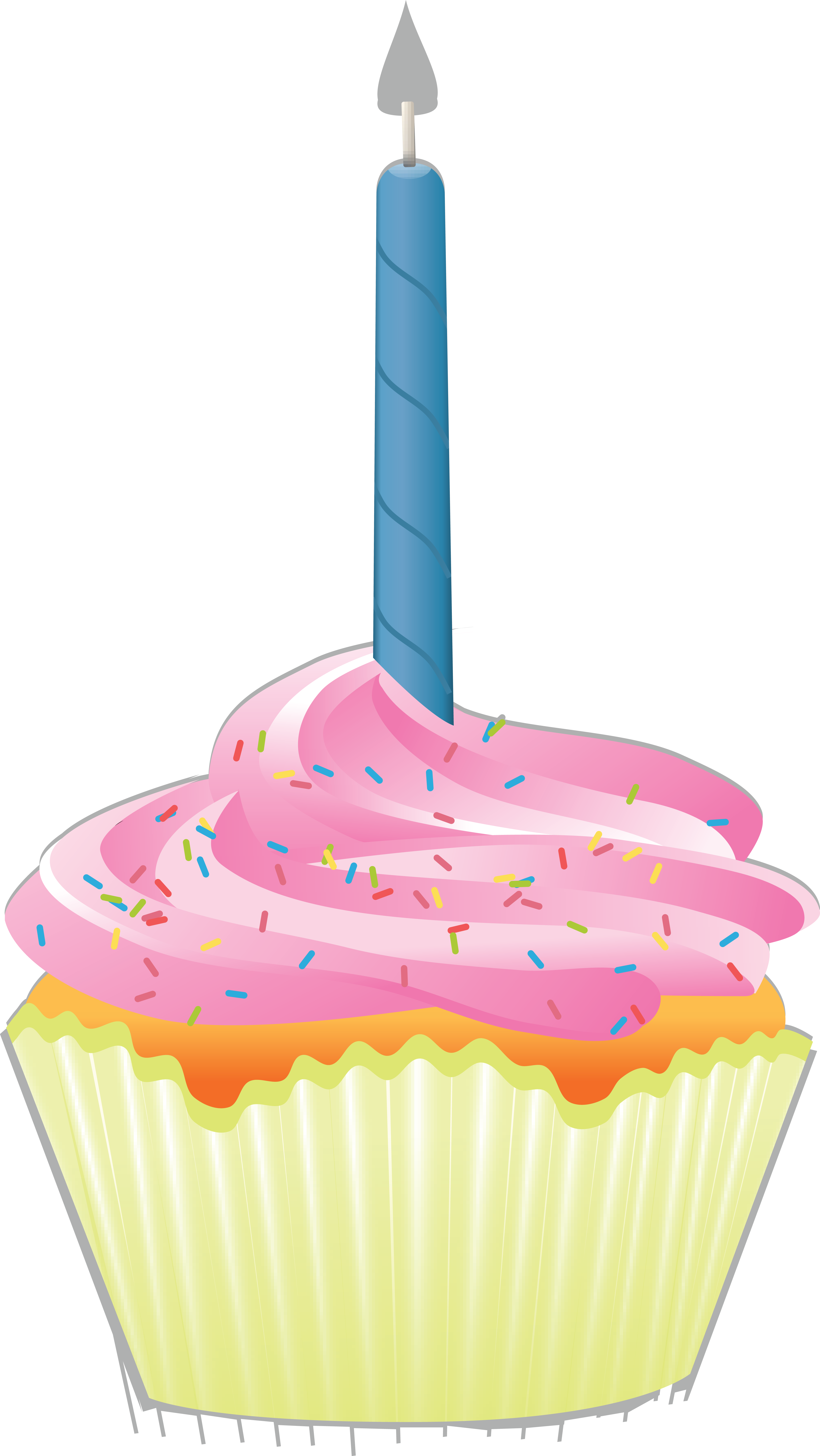 Free Clipart Of A First Birthday Cupcake With A Candle - Birthday (4000x7103)