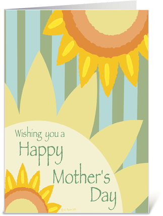 Happy Mothers Day With Sunflowers And Butterflies Background - Mother's Day Card - Sunflowers Flowers Card (435x429)