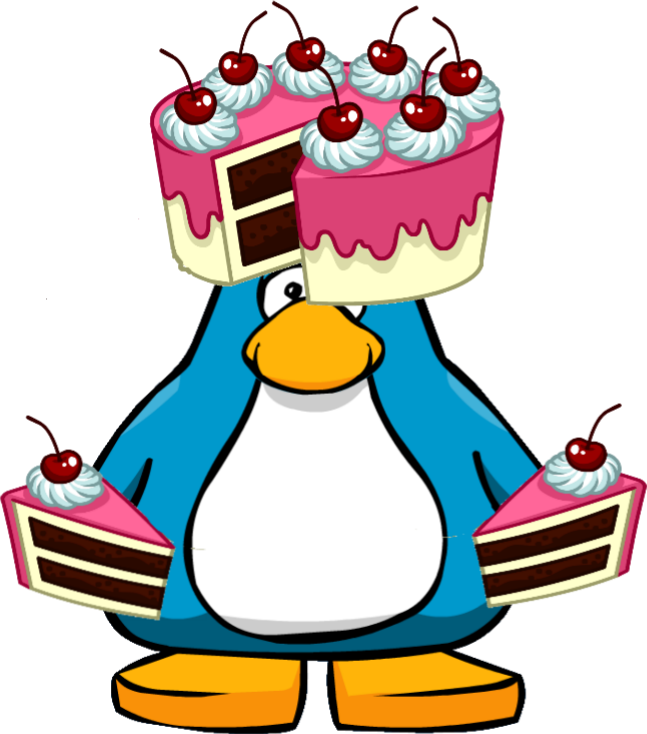 Cake Hat And Cake Hand Item - Club Penguin Hand Items (1000x1134)