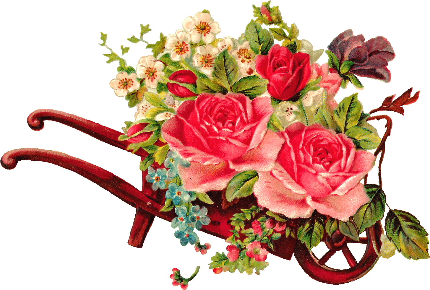 Wheelbarrow With Flowers Clipart - Wheelbarrow With Flowers Clipart (1563x1080)