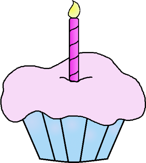 Birthday Girl Cupcake With Candle Clip Art (485x546)
