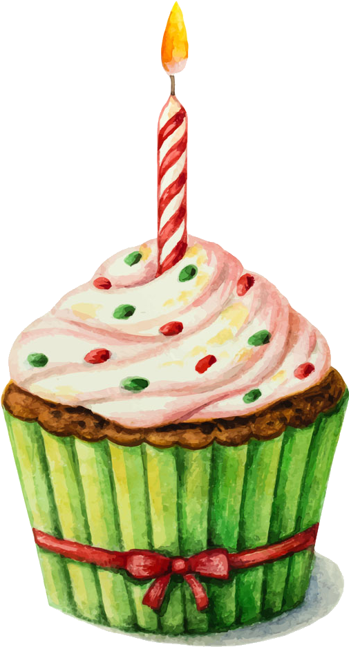 Birthday Cake Watercolor Painting Clip Art Cupcake With A Candle 950x1000 Png Clipart Download