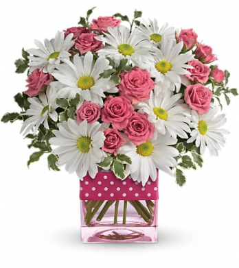 Polka Dots And Posies - Mother's Day Flower Bouquet (445x390)