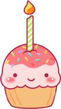 Cute Food Material - Happy Birthday Cupcake Cartoon (335x407)