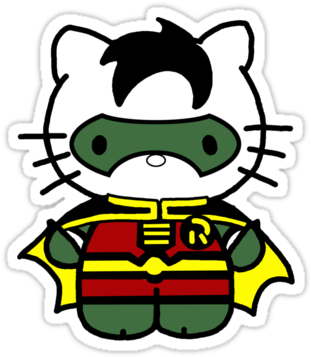Hello Kitty As Robin - Sticker (375x360)