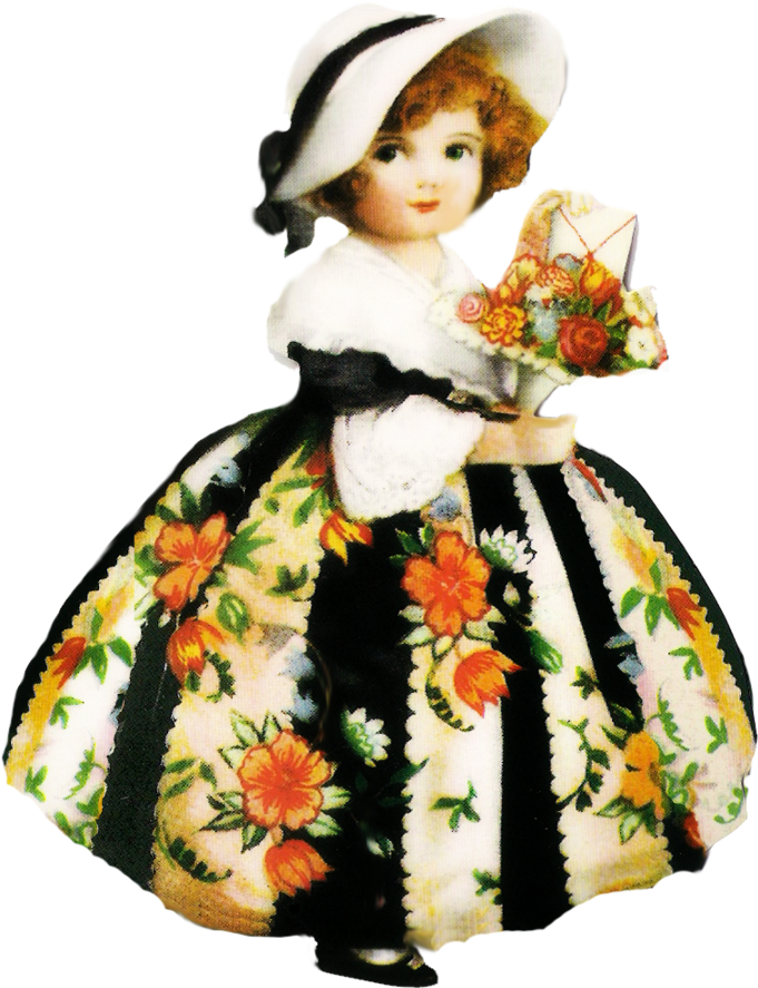 Vintage Girl Clipart - Valentine's Day (900x1063)