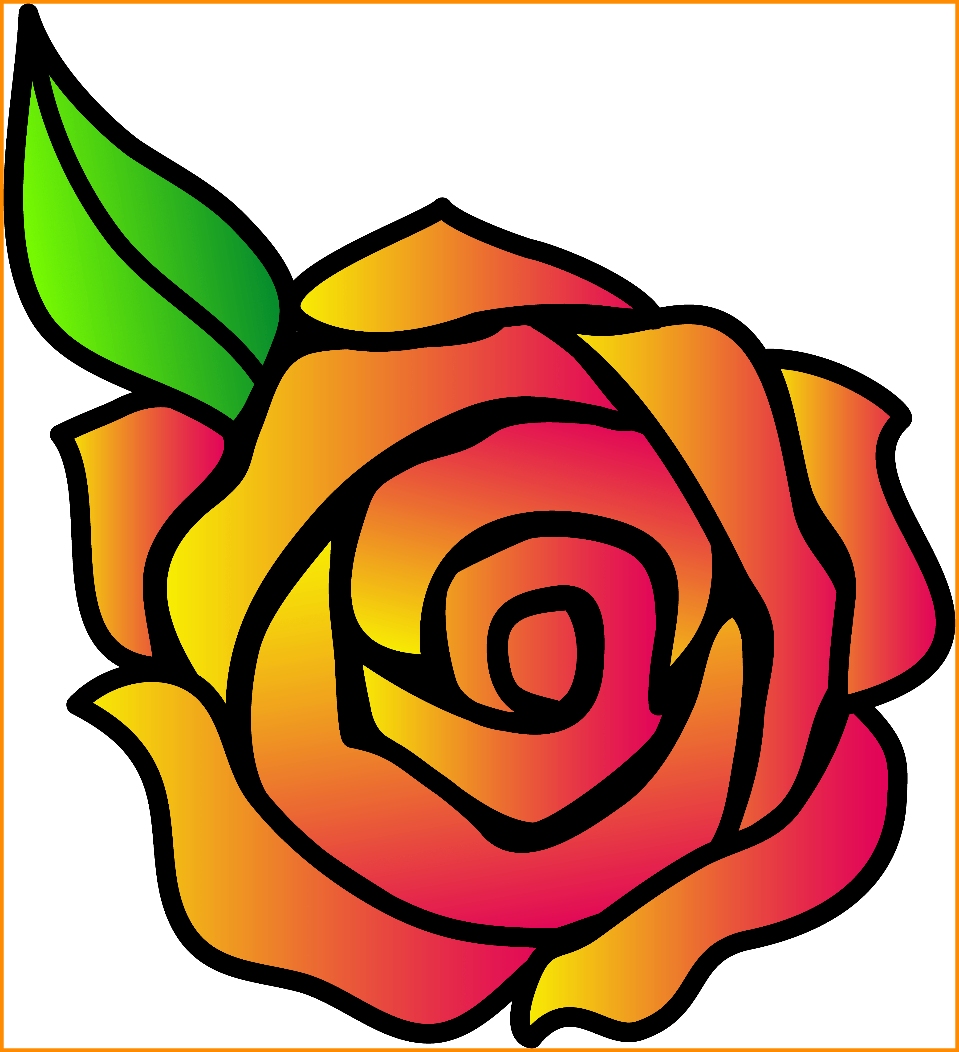 Best Pink And Yellow Hybrid Rose Clip Art Pics Of Flower - Cartoon Rose Drawing (4072x4464)