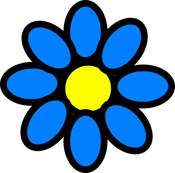 Clip Art Flowers Blue (600x595)