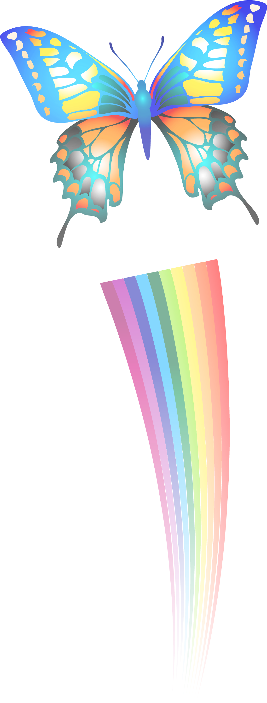 Butterfly And Rainbow Clipart - Butterflies And Moths (1197x2993)