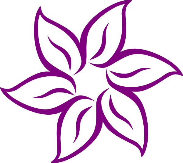 Purple Flower Clipart Pretty Flower - Flower Clip Art Black And White (600x536)