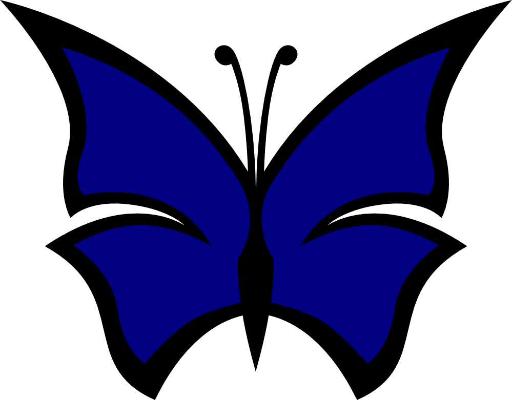 Blue Flower Clipart Blue Color - Marron Butterfly (999x781)