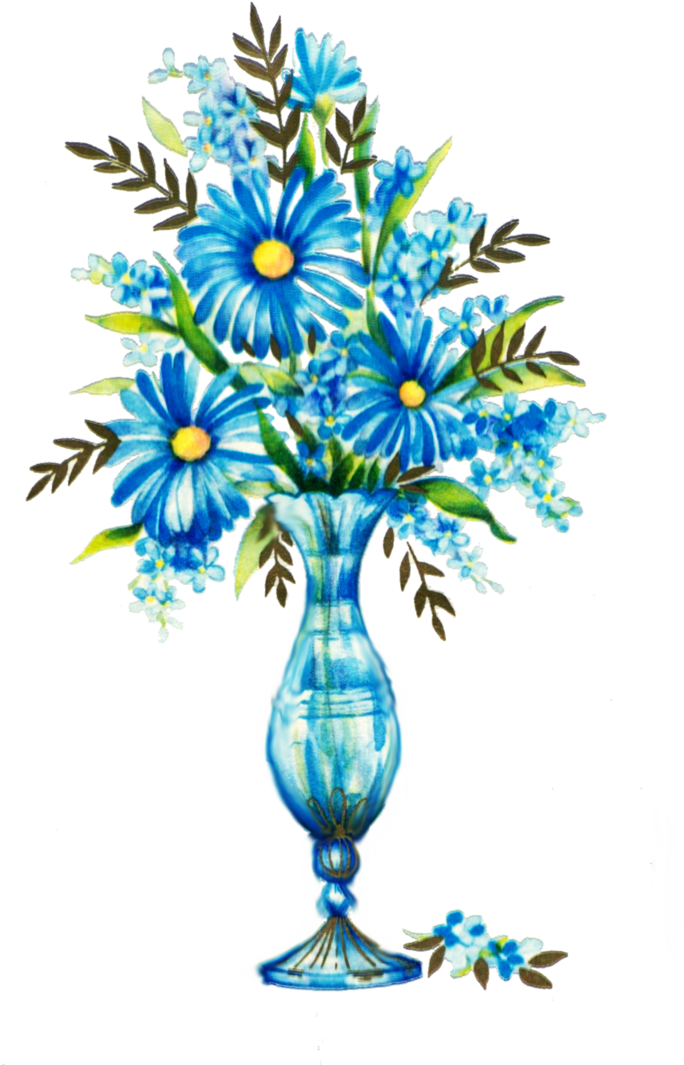 Blue Flower Rose Clip Art - Blue Flower Rose Clip Art (724x1103)