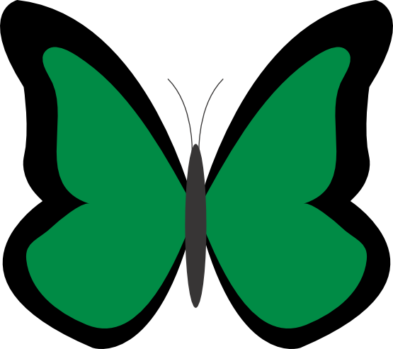Butterfly Spring Clipart - Dark Green Butterfly Clipart (555x493)