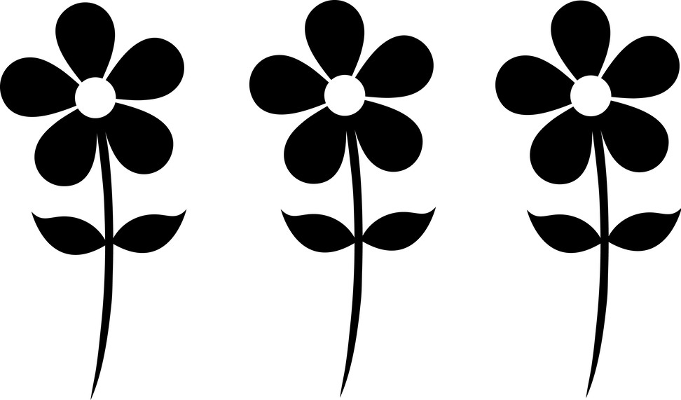 Cartoon Spring Flower Clipart - Flower Silhouette (972x571)