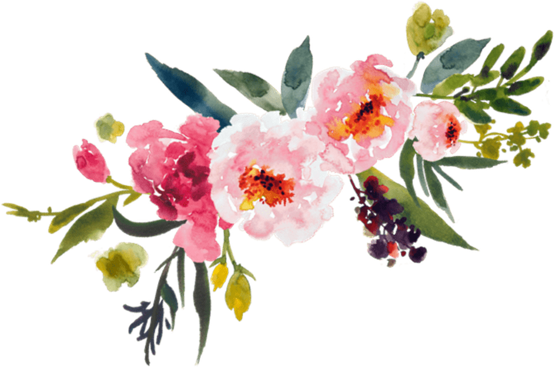 Watercolor Painting Flower Bouquet Clip Art - Watercolor Flowers Transparent Background (1920x1276)