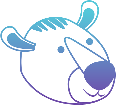 Tiger Cartoon Head In Degraded Blue To Purple Color - Vector Graphics (550x550)