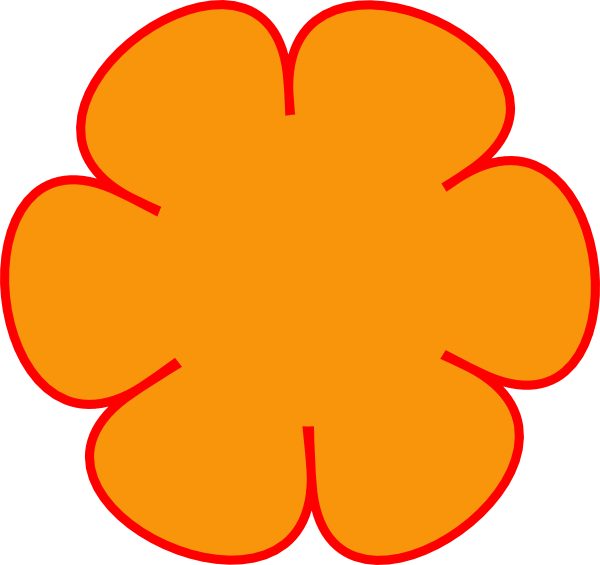 Orange Red Flower Clip Art - Orange Red Clker (600x565)