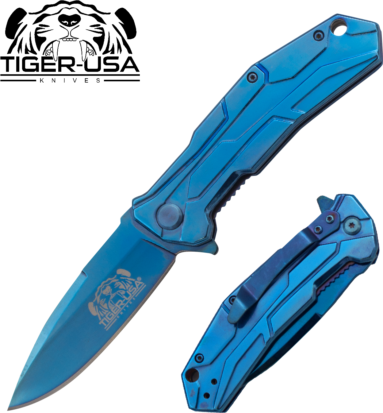 Tiger Usa® Folding Knife W/clip , , Panther Trading - American Flag Knives (1500x1500)