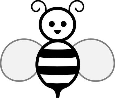 Honey Bee Wasp Bee Black White Insect Anim - Bee Clipart Black And White (396x340)