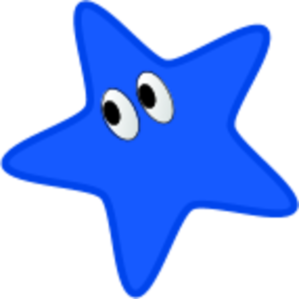 Blue Star Cartoon Clipart - Blue Star With Eyes (600x600)