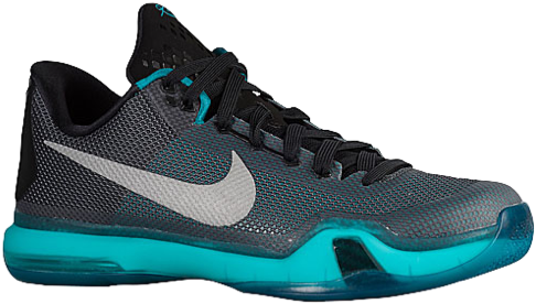 Nike Men's Metallic Silver Radiant Emerald Black Basketball - Kobe X Shoes Blue Black (500x500)