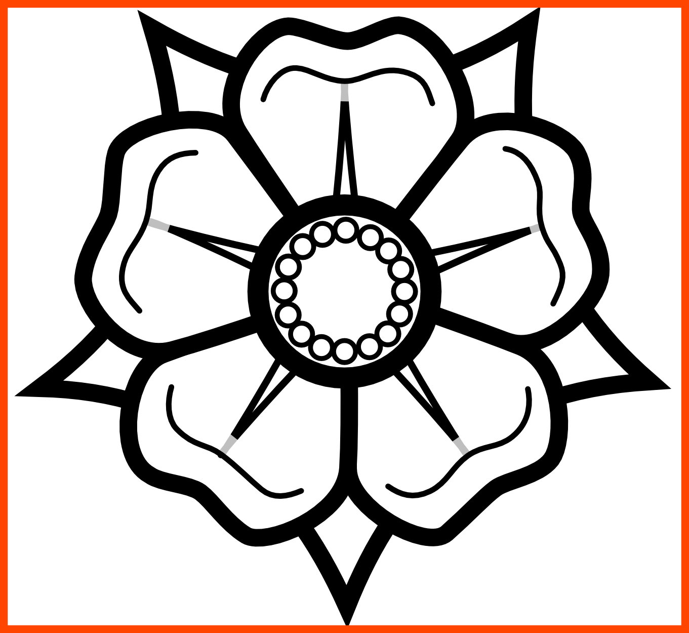 Fascinating Heraldisch Lippische Rose Black White Line - Easy Flowers To Draw (1361x1250)