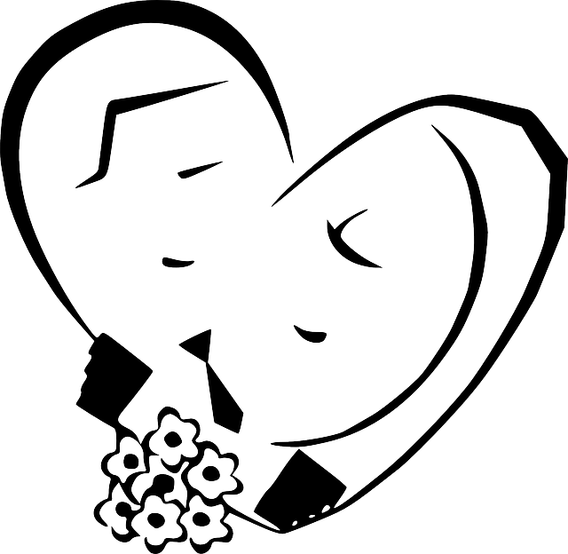Black, Outline, White, Flowers, Cartoon, Love, Roses - Husband And Wife Love Png (640x624)