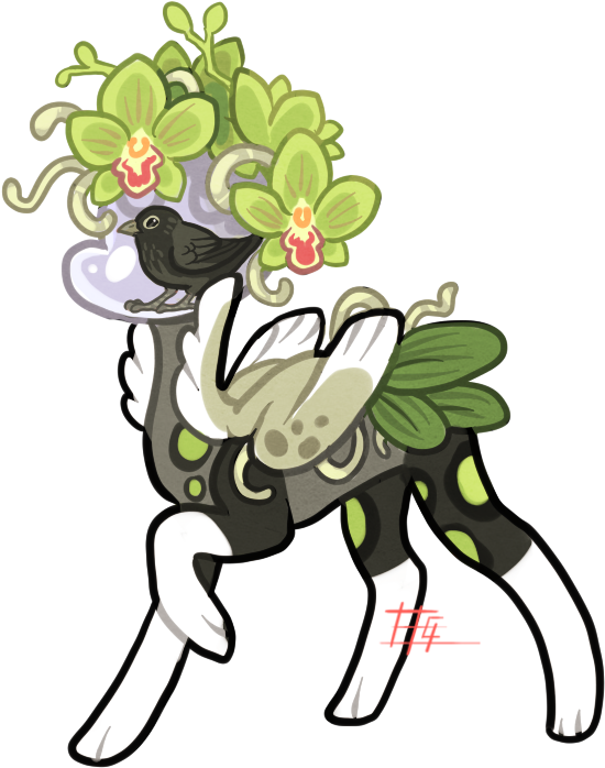 75t Terramind Blackbird And Green Orchids - Terramind Griffsnuff (598x739)