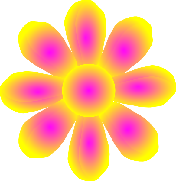 Flower Yellow Clip Art - Pink And Yellow Cartoon Flowers (582x599)