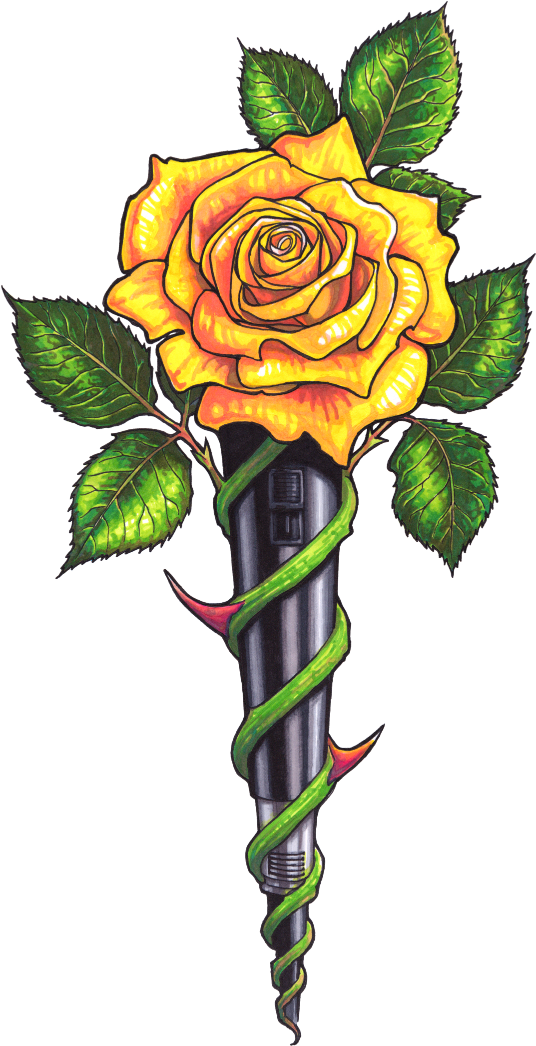 Yellow Rose Clipart Transparent - Yellow Rose Art (1500x2359)