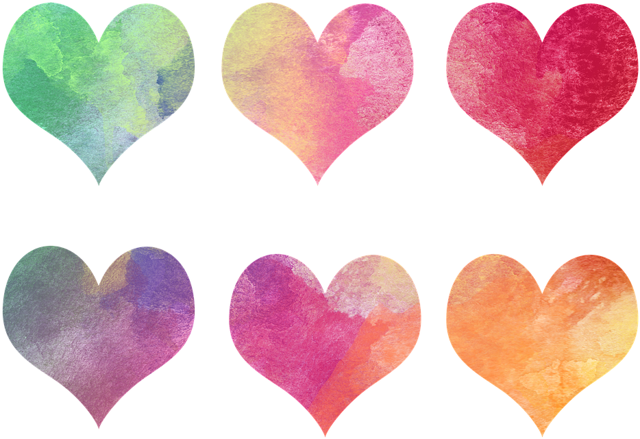 8 Petal Flower Template 29, Buy Clip Art - Hearts Watercolor (960x685)