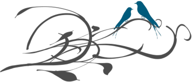 Teal Love Birds Clipart Bclipart Free Clipart Images - Flowers And Birds Heart Wall Art Sticker Decal, Black, (646x700)