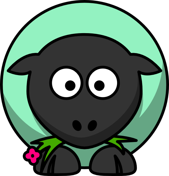 Mint Pink Flower - Cartoon Sheep (576x600)