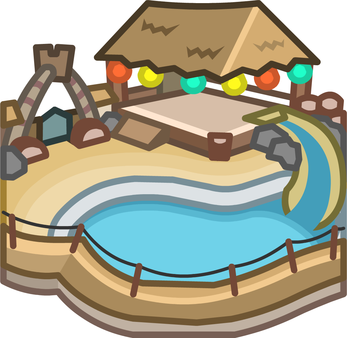 Beach Party Igloo - Club Penguin Igloo Ids (1120x1093)
