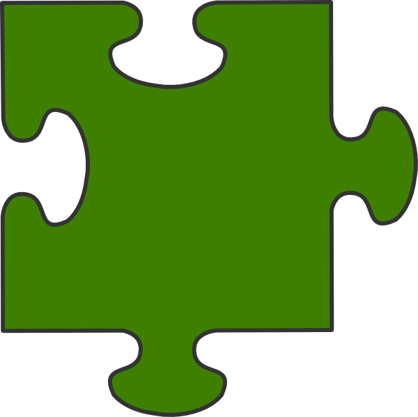 Green Flower Border Clipart - Single Puzzle Piece Green (600x599)