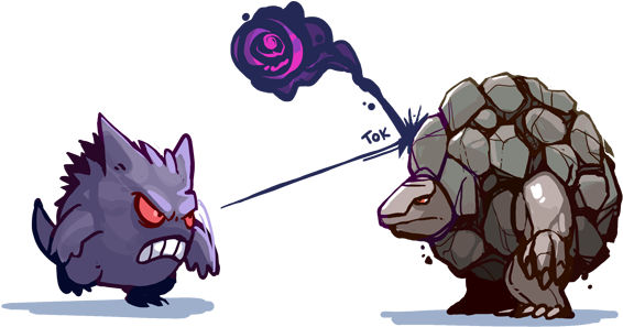 Gengar Attacking Golem - Golem Machamp Alakazam Gengar (583x322)