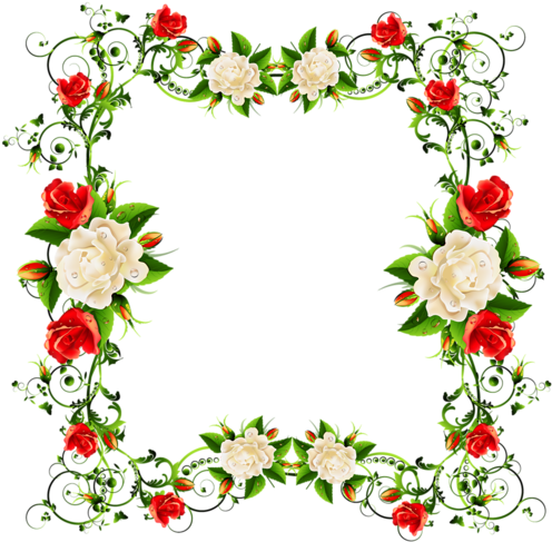 Flower Beach Rose Clip Art - Red Flower Border Png (500x500)