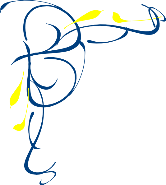 Floral Swirl Upper Left Blue And Yellow Clip Art - Blue And Yellow Png (534x595)