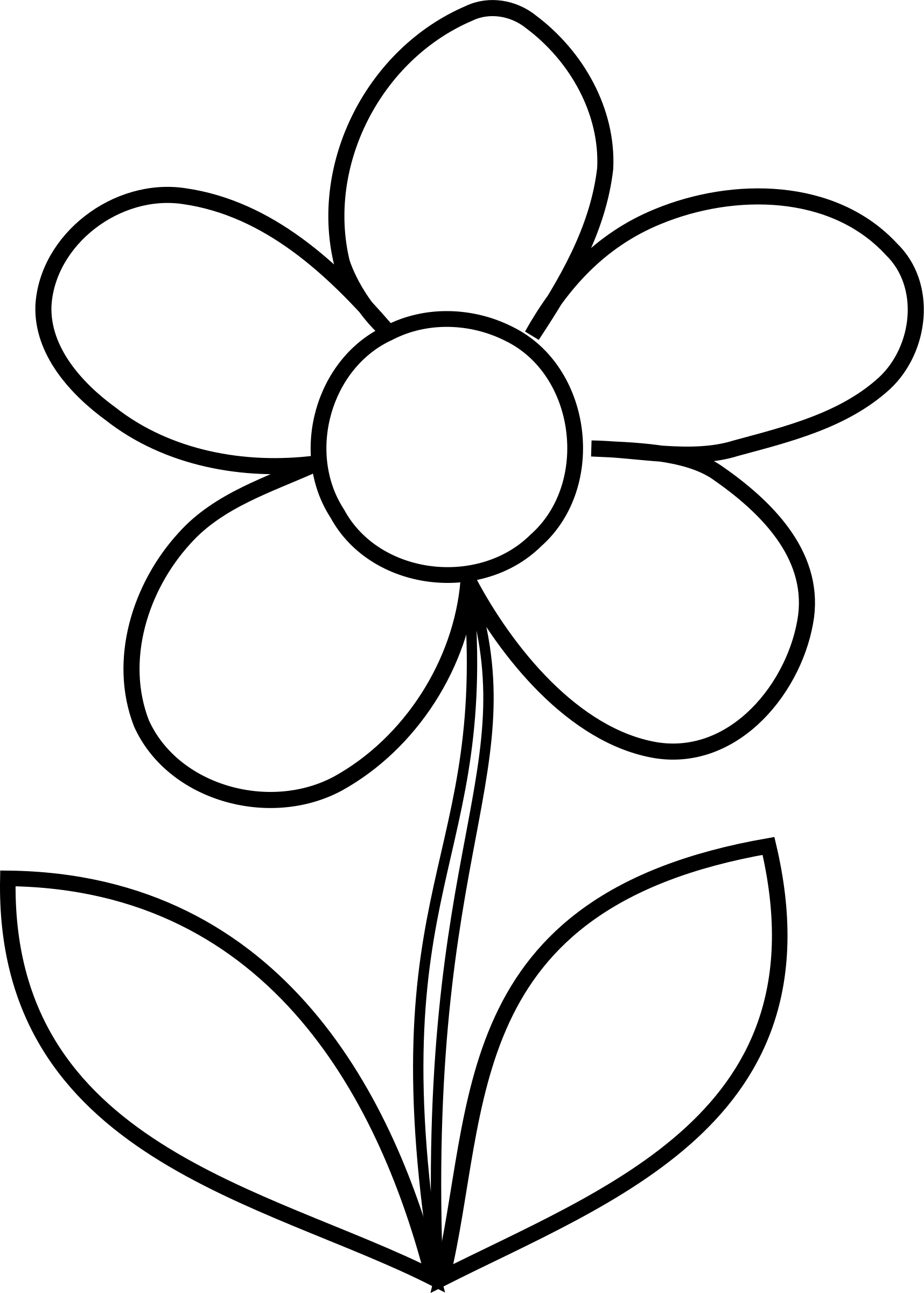 Simple Flower Bw By @malenki, Simple Flower From Hakanl - Outline Of A Flower (1716x2400)