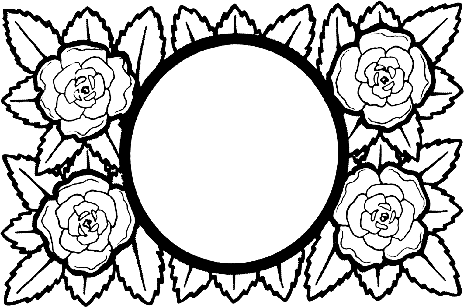 Roses Frame Vintage Public Domain Image - Worksheet (1600x1079)