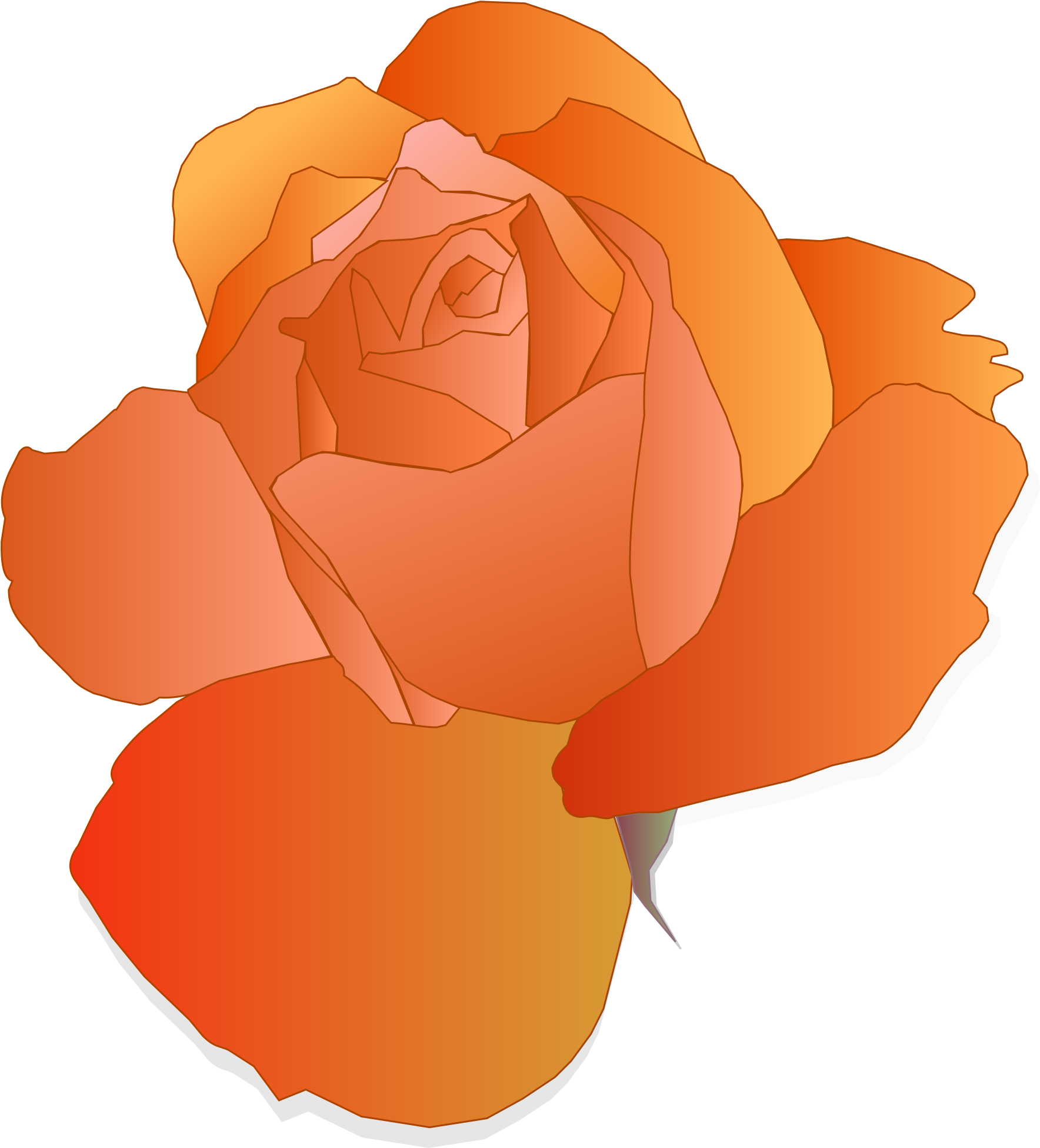 Orange Rose Clipart - Cartoon Blue Rose (2175x2400)