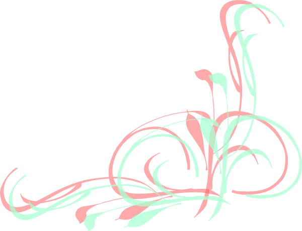 Mint Green And Coral Swirl Clip Art - Coral Mint Flower Clip Art (600x460)