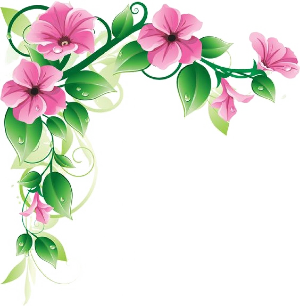 Flower Floral Design Clip Art - Corner Flower Designs Png (1006x1024)